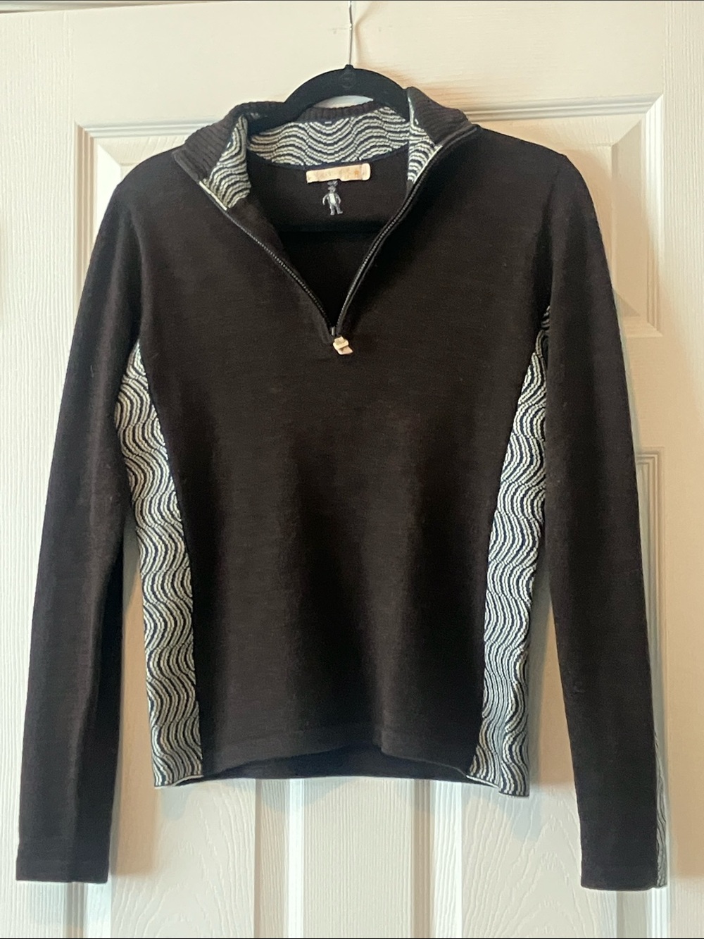 Smartwool 100% Merino Brown Quarter-Zip Women's Sweater Contrast Side Panels